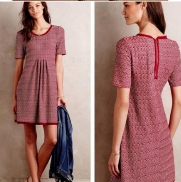 Anthropologie Maeve Small Dora wavy textured exposed zipper fit and flare dress - Picture 2 of 6